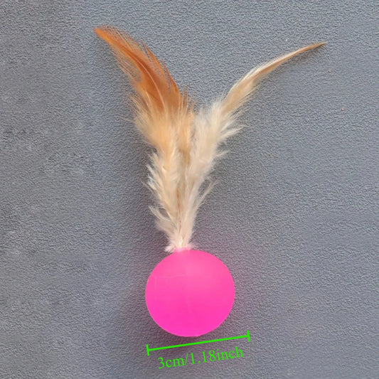 2PCS Feather Cat Toy Balls – Random Colors