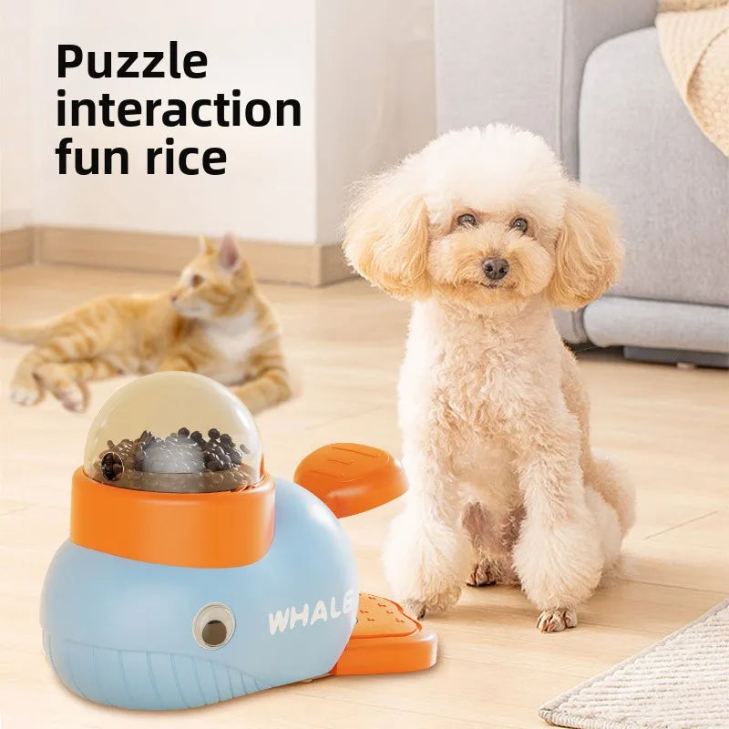 New product self-hi to relieve boredom and leak food toys, little whale pet feeder, cat and dog interactive toy trainer