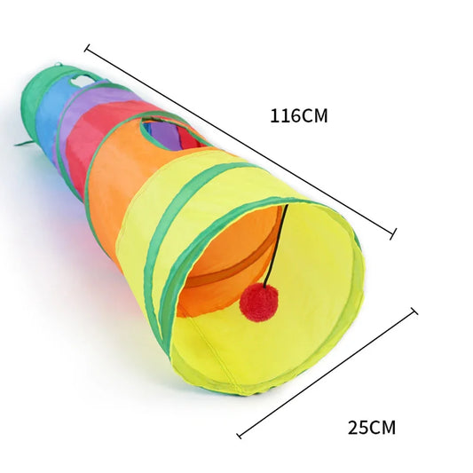 Indoor Interactive Rainbow Pop-Up Tunnel – For Cats, Rabbits & Puppies