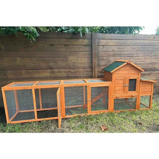122" Large Chicken Coop Wooden Backyard Hen House - Indoor Outdoor Poultry Pet Hutch Garden Backyard Cage 2 Story Poultry Cage w