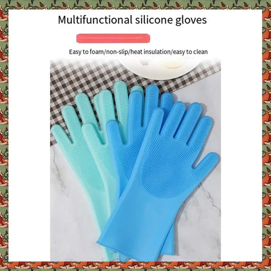 ABLQ 10PCS Washing Cleaning Gloves Convex Point Silicone Multi Purpose Gloves For Pet Cleaning Kitchen Washing Tools