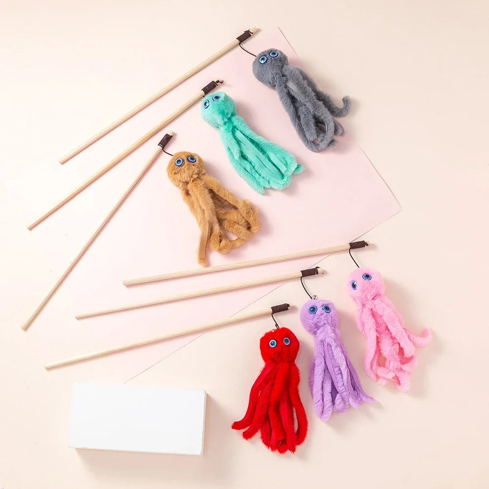 Octopus Plush Cat Teaser Stick – Interactive Toy