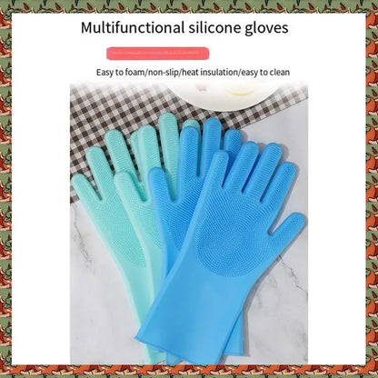 ABLQ 10PCS Washing Cleaning Gloves Convex Point Silicone Multi Purpose Gloves For Pet Cleaning Kitchen Washing Tools