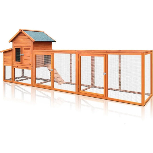 122" Large Chicken Coop Wooden Backyard Hen House - Indoor Outdoor Poultry Pet Hutch Garden Backyard Cage 2 Story Poultry Cage w