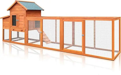 122" Large Chicken Coop Wooden Backyard Hen House - Indoor Outdoor Poultry Pet Hutch Garden Backyard Cage 2 Story Poultry Cage w
