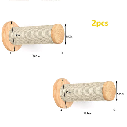 Wooden Cats Tree Wall-Mounted Cat Climbing Shelves Scratching Post Cat Hammock House Steps and Jumping Platform Pet Furniture
