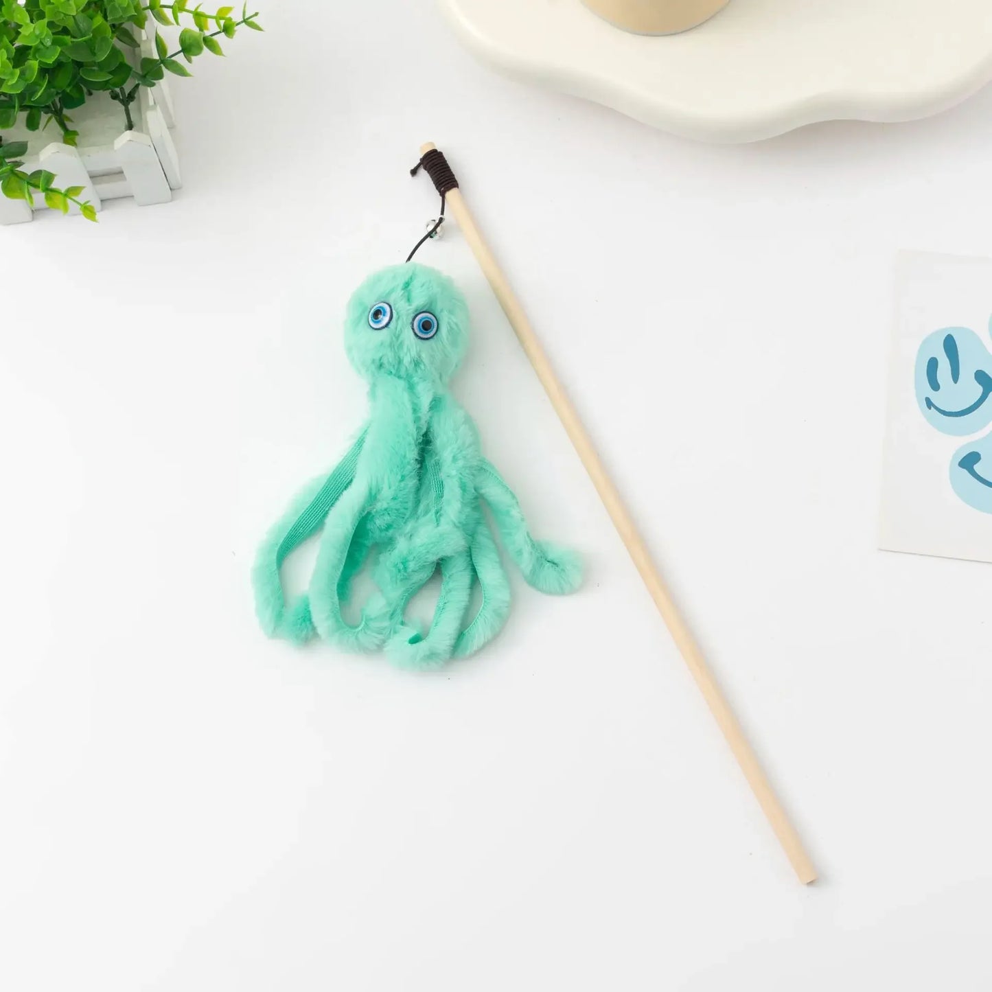 Octopus Plush Cat Teaser Stick – Interactive Toy