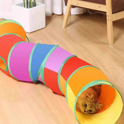 Indoor Interactive Rainbow Pop-Up Tunnel – For Cats, Rabbits & Puppies
