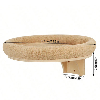 Wooden Cats Tree Wall-Mounted Cat Climbing Shelves Scratching Post Cat Hammock House Steps and Jumping Platform Pet Furniture