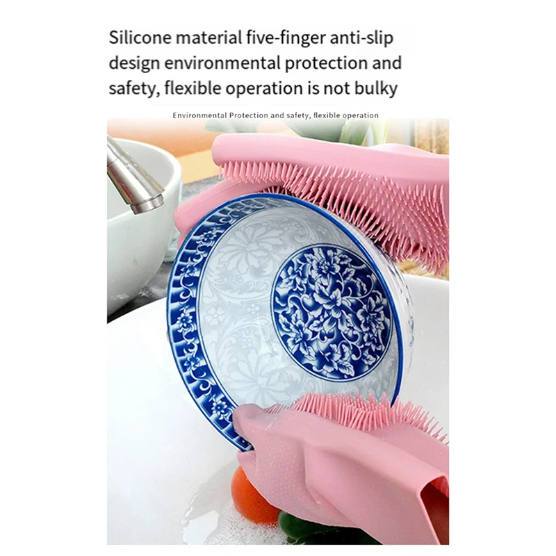 ABLQ 10PCS Washing Cleaning Gloves Convex Point Silicone Multi Purpose Gloves For Pet Cleaning Kitchen Washing Tools