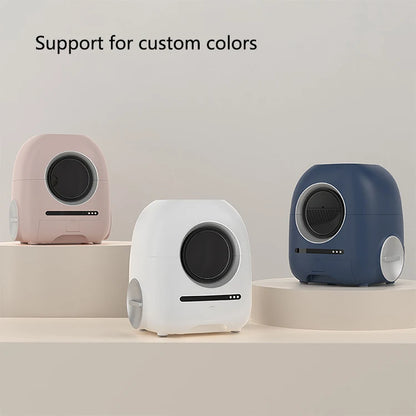 Smart Automatic Cat  Box Quick Self-Cleaning Round Toilet with Remote Control Easy Clean PP Material for Big Cats