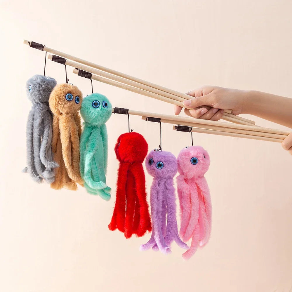Octopus Plush Cat Teaser Stick – Interactive Toy