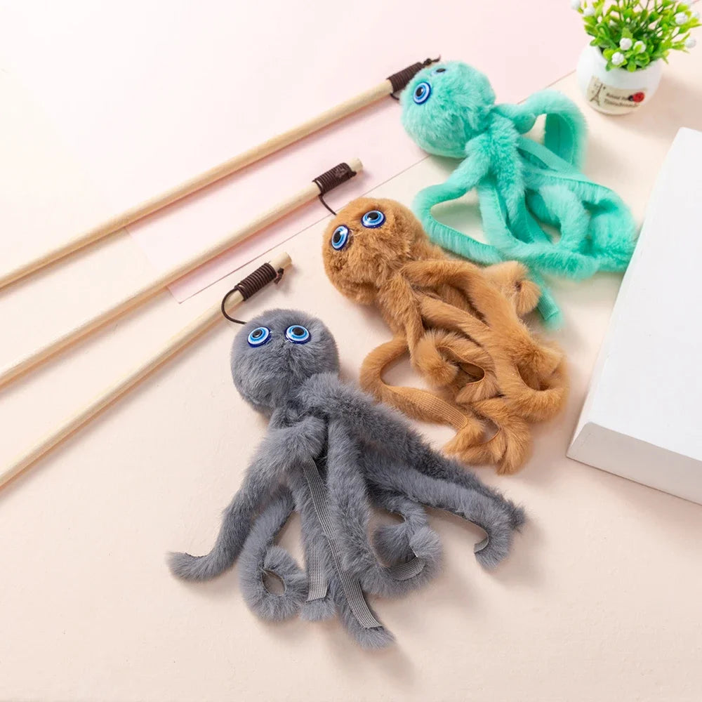 Octopus Plush Cat Teaser Stick – Interactive Toy