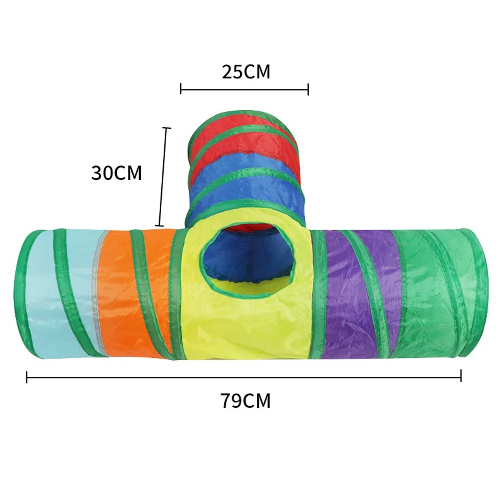 Indoor Interactive Rainbow Pop-Up Tunnel – For Cats, Rabbits & Puppies