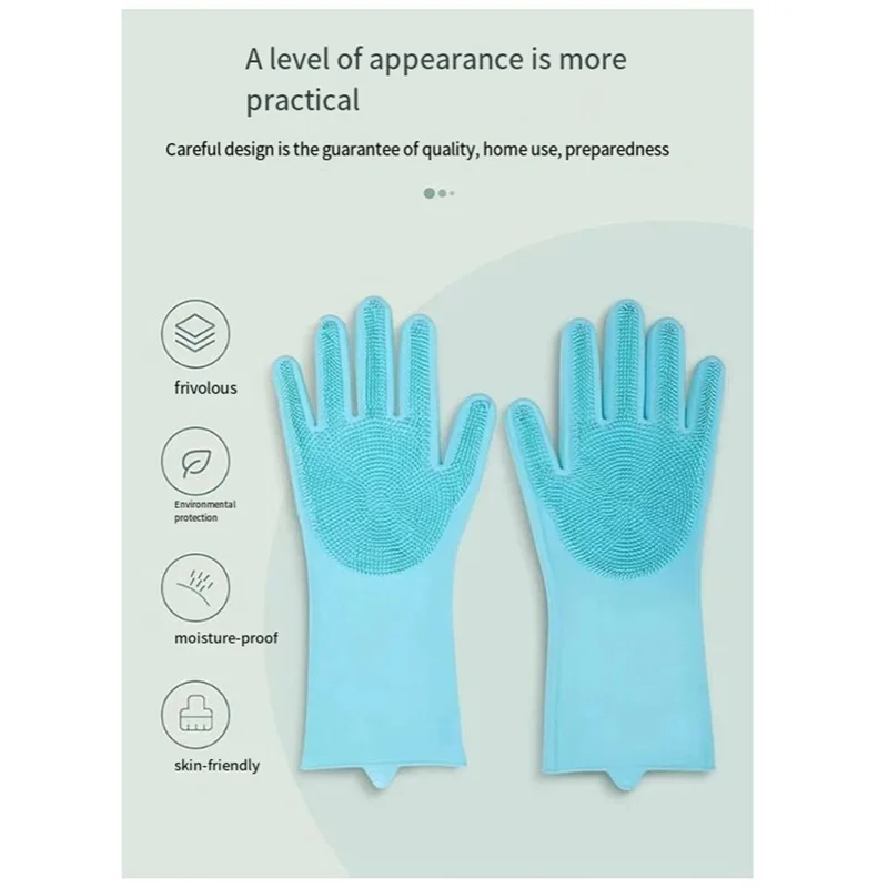 ABLQ 10PCS Washing Cleaning Gloves Convex Point Silicone Multi Purpose Gloves For Pet Cleaning Kitchen Washing Tools