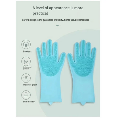 ABLQ 10PCS Washing Cleaning Gloves Convex Point Silicone Multi Purpose Gloves For Pet Cleaning Kitchen Washing Tools