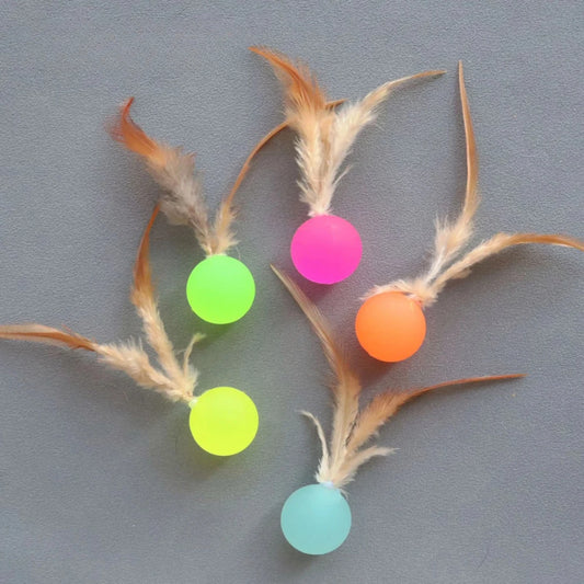 2PCS Feather Cat Toy Balls – Random Colors