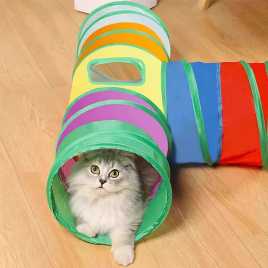 Indoor Interactive Rainbow Pop-Up Tunnel – For Cats, Rabbits & Puppies