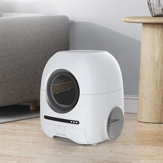 Smart Automatic Cat  Box Quick Self-Cleaning Round Toilet with Remote Control Easy Clean PP Material for Big Cats