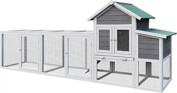 122" Large Chicken Coop Wooden Backyard Hen House - Indoor Outdoor Poultry Pet Hutch Garden Backyard Cage 2 Story Poultry Cage w