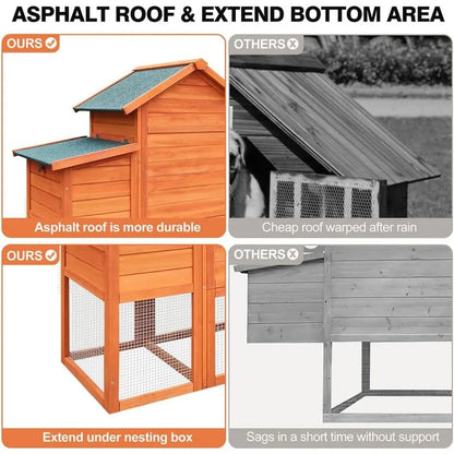 122" Large Chicken Coop Wooden Backyard Hen House - Indoor Outdoor Poultry Pet Hutch Garden Backyard Cage 2 Story Poultry Cage w